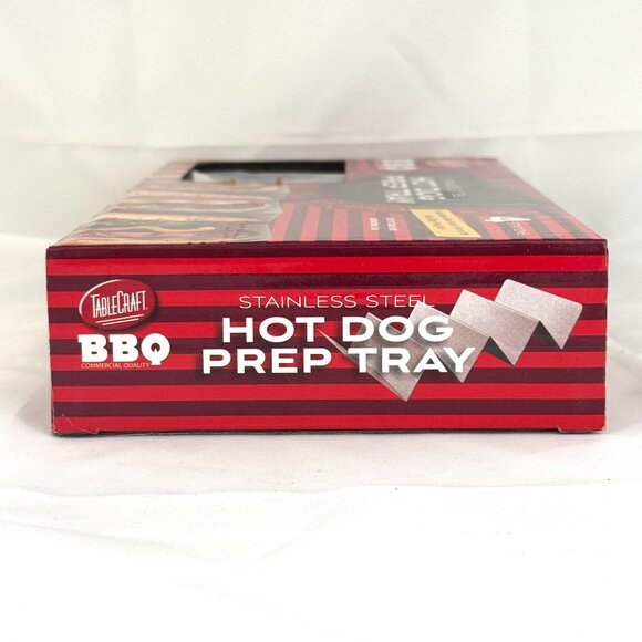 TableCraft BBQ Stainless Steel Hot Dog Tacos Prep Tray 4 Stations Multi-Use - Picture 3 of 6